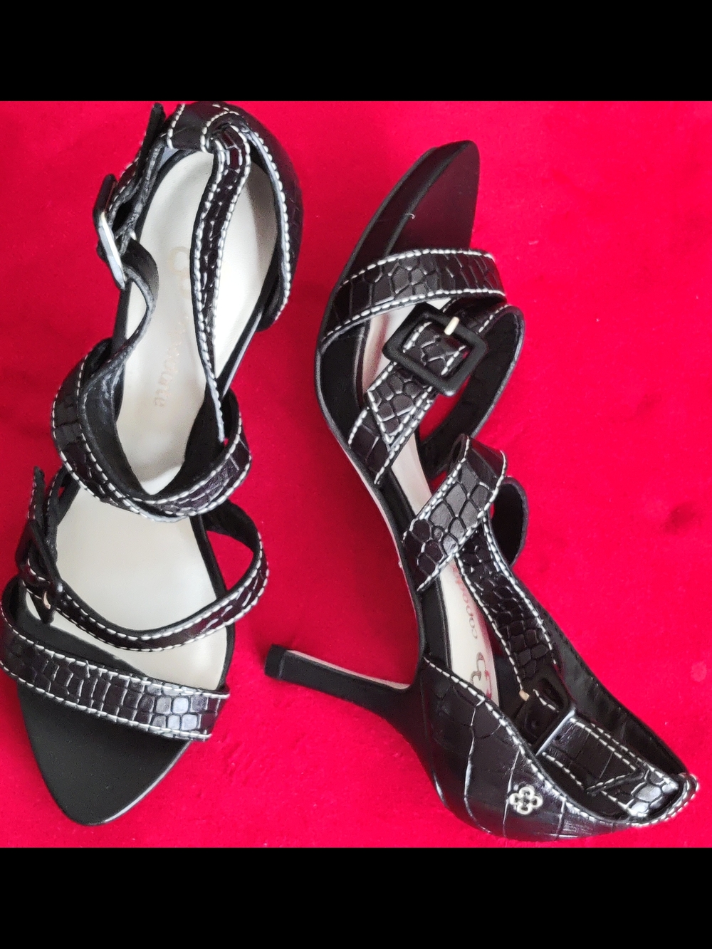 Capodarte Brazil Women's Black Strappy Sandals Heels Euro 37/6US New